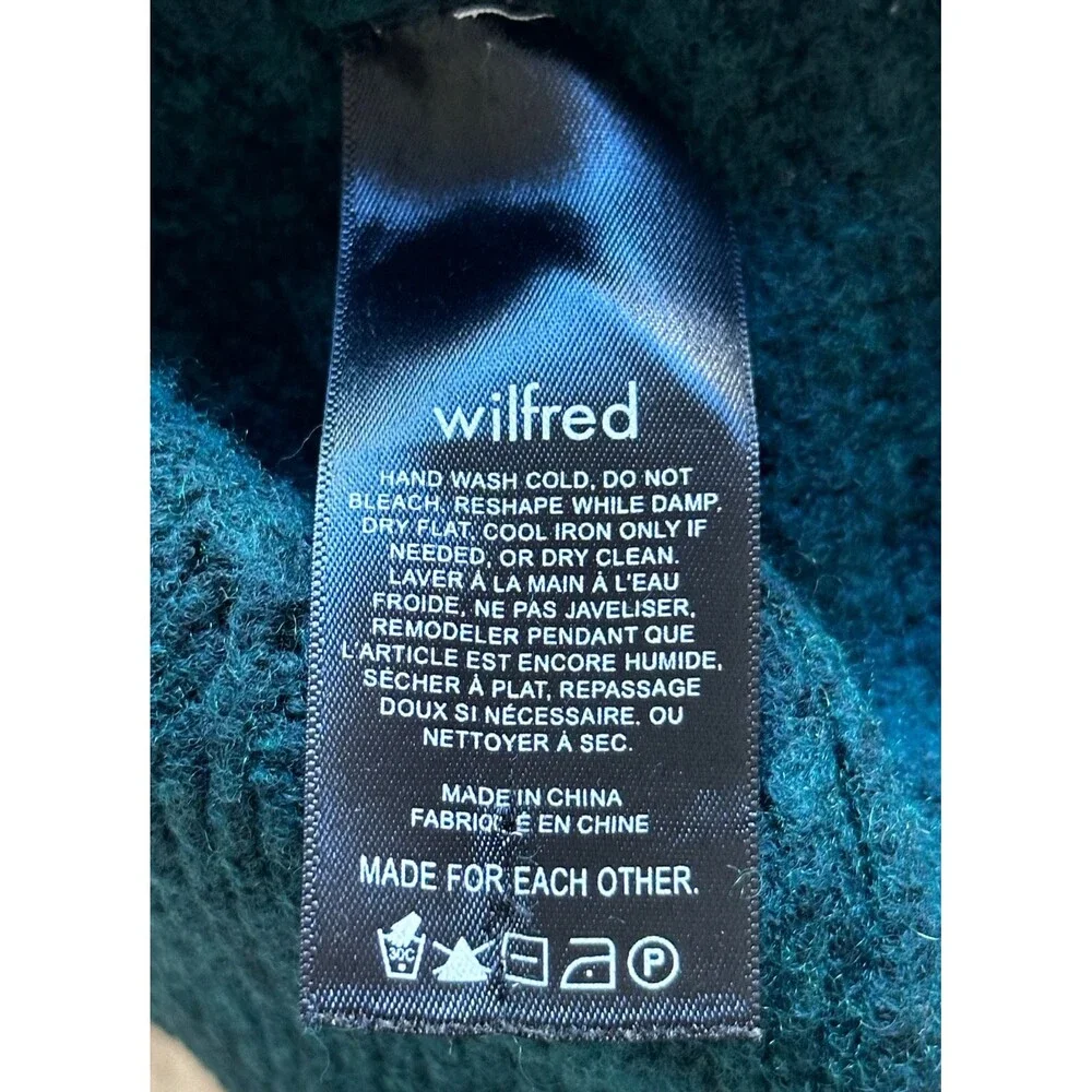 WILFRED ARITZIA Era Size Small Green Cardigan Sweater Quiet Luxury Preppy Staple